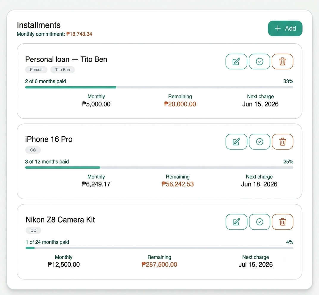 Installment Tracking
